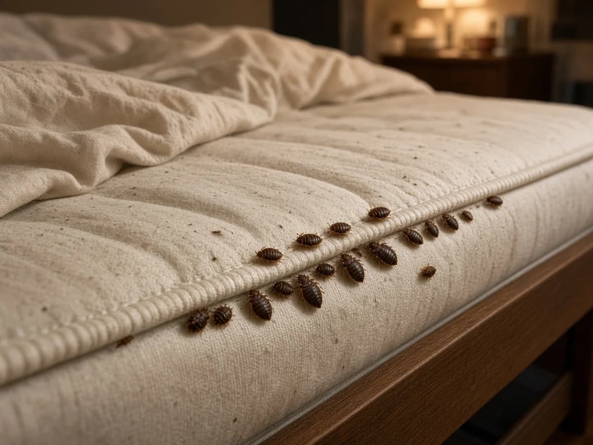 Punaises de lit sur un matelas.