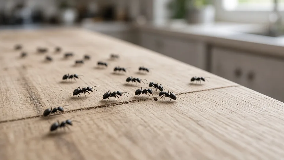 Fourmis sur une table.
