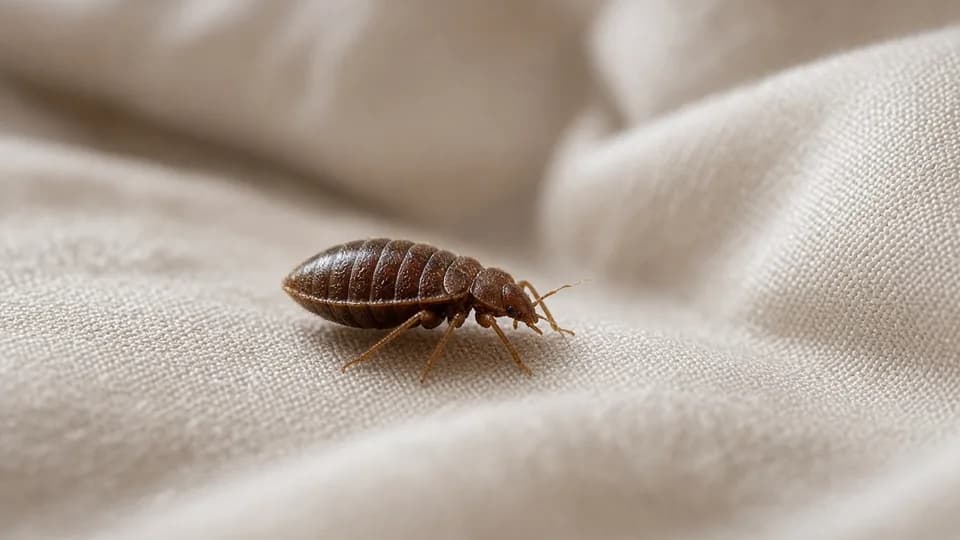 Punaise de lit sur un drap.